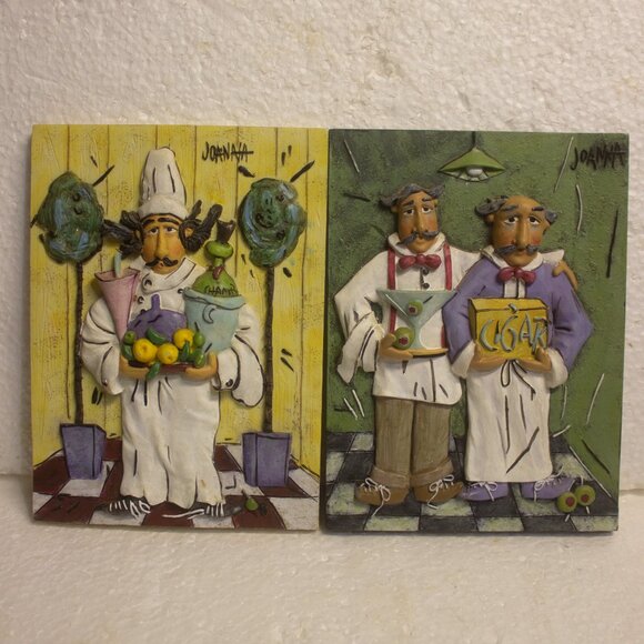 Joanna 4 set of 3D Resin Wall Plaques Each Chef Themed - Picture 2 of 10